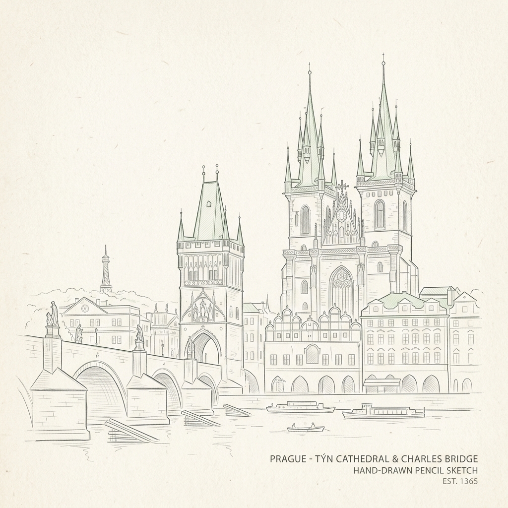 Prague Landmark Sketch